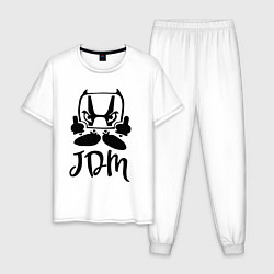 Пижама хлопковая мужская Honda JDM Japan Gesture, цвет: белый