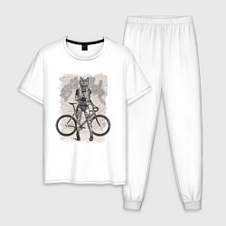 Пижама хлопковая мужская Real bike punk, цвет: белый