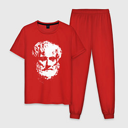 Пижама хлопковая мужская Аристотель портрет, цвет: красный