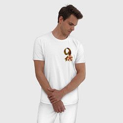 Пижама хлопковая мужская Георгиевская лента, 9 Мая, цвет: белый — фото 2