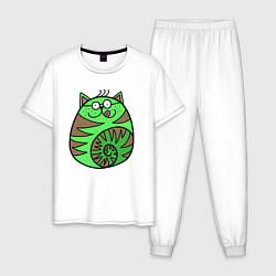 Мужская пижама Зеленый круглый кот