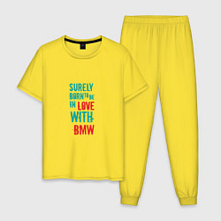 Пижама хлопковая мужская In Love With BMW, цвет: желтый