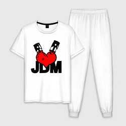 Пижама хлопковая мужская JDM Heart Piston Japan, цвет: белый