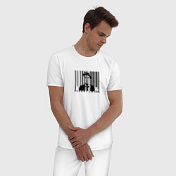 Пижама хлопковая мужская Покупатель за штрих-кодом в клетке, цвет: белый — фото 2