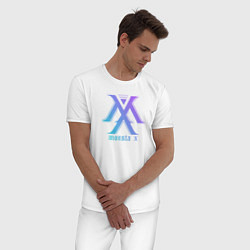 Пижама хлопковая мужская Monsta x neon, цвет: белый — фото 2
