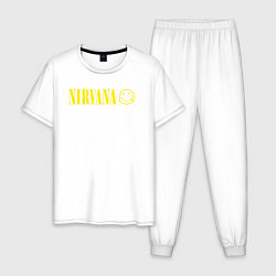 Пижама хлопковая мужская Nirvana logo, цвет: белый