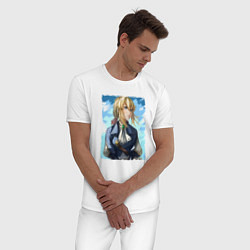 Пижама хлопковая мужская Вайолет и небо, цвет: белый — фото 2