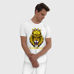 Пижама хлопковая мужская KING LEO Король Лев, цвет: белый — фото 2