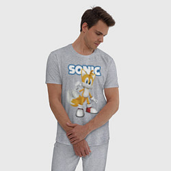 Пижама хлопковая мужская Майлз Тейлз Прауэр Sonic Видеоигра, цвет: меланж — фото 2