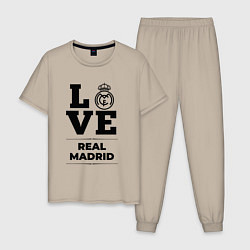 Пижама хлопковая мужская Real Madrid Love Классика, цвет: миндальный
