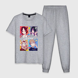 Пижама хлопковая мужская Госпожа Кагуя: В любви как на войне Love is War, цвет: меланж
