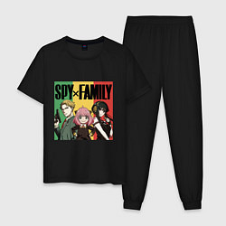 Пижама хлопковая мужская Семья шпиона на цветном фоне Spy x Family, цвет: черный