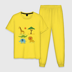 Пижама хлопковая мужская АФРИКАНСКИЕ ЖИВОТНЫЕ AFRICAN ANIMALS, цвет: желтый