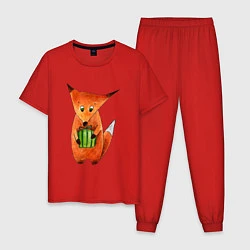 Пижама хлопковая мужская Лисенок с подарком, цвет: красный