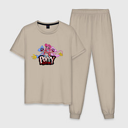 Пижама хлопковая мужская Poppy Playtime Mommy Long Legs, Huggy, Kissy, Popp, цвет: миндальный