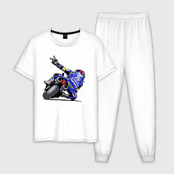 Пижама хлопковая мужская Yamaha racing team Racer, цвет: белый