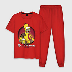 Пижама хлопковая мужская Homer god of bar, цвет: красный