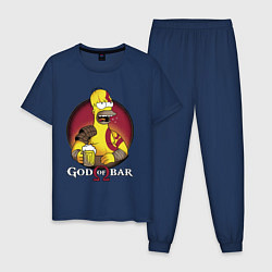 Пижама хлопковая мужская Homer god of bar, цвет: тёмно-синий