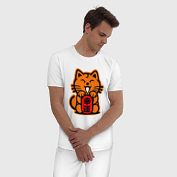 Пижама хлопковая мужская JDM Cat, цвет: белый — фото 2