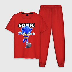 Пижама хлопковая мужская Sonic the Hedgehog 2, цвет: красный
