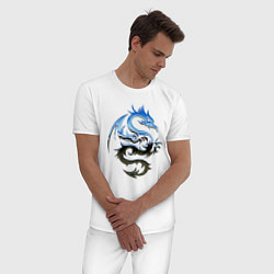 Пижама хлопковая мужская Хромированный дракон, цвет: белый — фото 2