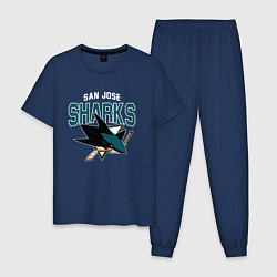 Пижама хлопковая мужская SAN JOSE SHARKS NHL, цвет: тёмно-синий