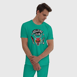 Пижама хлопковая мужская Hellfire Club Sticker Stranger Things 4, цвет: зеленый — фото 2
