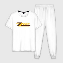 Пижама хлопковая мужская ZZ top logo, цвет: белый