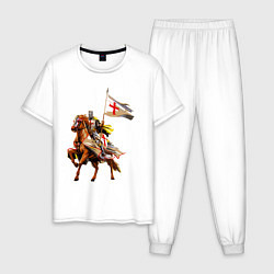 Пижама хлопковая мужская Рыцарь Тамплиер, цвет: белый