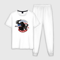 Пижама хлопковая мужская Американский орел USA, цвет: белый