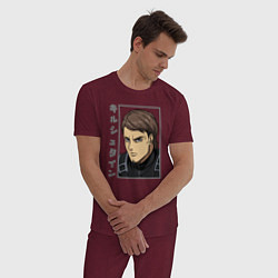 Пижама хлопковая мужская Жан Кирштейн, цвет: меланж-бордовый — фото 2