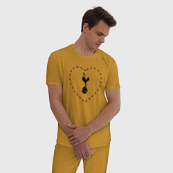 Пижама хлопковая мужская Лого Tottenham в сердечке, цвет: горчичный — фото 2