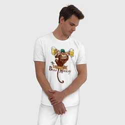 Пижама хлопковая мужская Пивная обезьяна, цвет: белый — фото 2