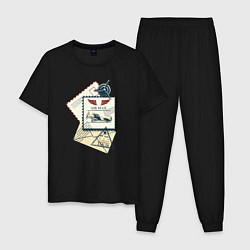 Пижама хлопковая мужская Авиапочта, цвет: черный
