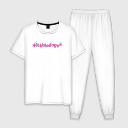 Пижама хлопковая мужская Wobbledogs text logo, цвет: белый