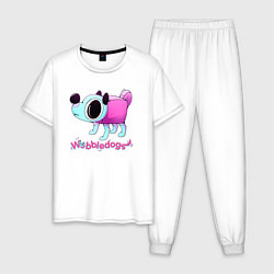 Пижама хлопковая мужская Wobbledog cute, цвет: белый