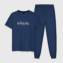 Пижама хлопковая мужская WONDERLANDS Минимализм, цвет: тёмно-синий
