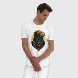 Пижама хлопковая мужская Hip-hop Gorilla, цвет: белый — фото 2