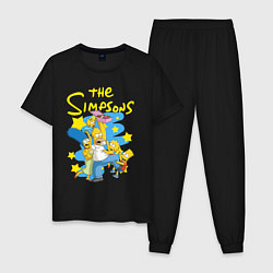 Пижама хлопковая мужская The SimpsonsСемейка Симпсонов, цвет: черный
