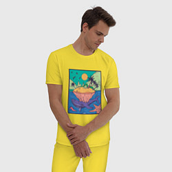 Пижама хлопковая мужская Тропический остров и Кит, цвет: желтый — фото 2