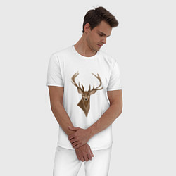 Пижама хлопковая мужская Лесной король - Олень, цвет: белый — фото 2
