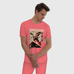 Пижама хлопковая мужская Kazuha геншин, цвет: коралловый — фото 2