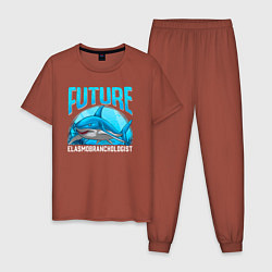 Пижама хлопковая мужская Будущий специалист по акулам, цвет: кирпичный