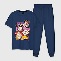 Пижама хлопковая мужская Клинок, рассекающий демонов Истребитель демонов, цвет: тёмно-синий