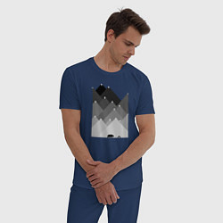 Пижама хлопковая мужская Медведь и треугольные горы, цвет: тёмно-синий — фото 2