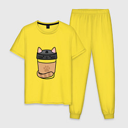 Пижама хлопковая мужская THE CAT IN THE JAR, цвет: желтый