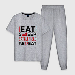 Мужская пижама Надпись: Eat Sleep Battlefield Repeat