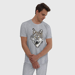 Пижама хлопковая мужская Волчья морда, цвет: меланж — фото 2
