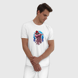 Пижама хлопковая мужская Милый осьминог, цвет: белый — фото 2