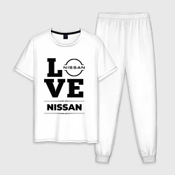 Пижама хлопковая мужская Nissan Love Classic, цвет: белый